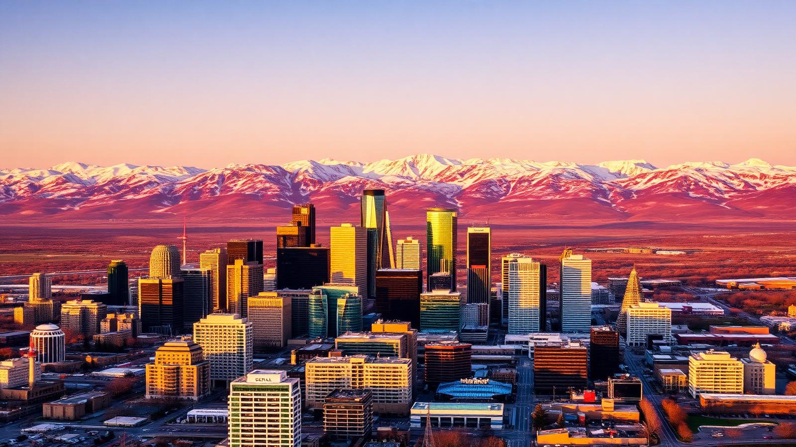 Calgary skyline with the Rockies